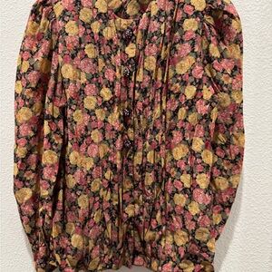 Floral Button-Up Blouse - Multicolor